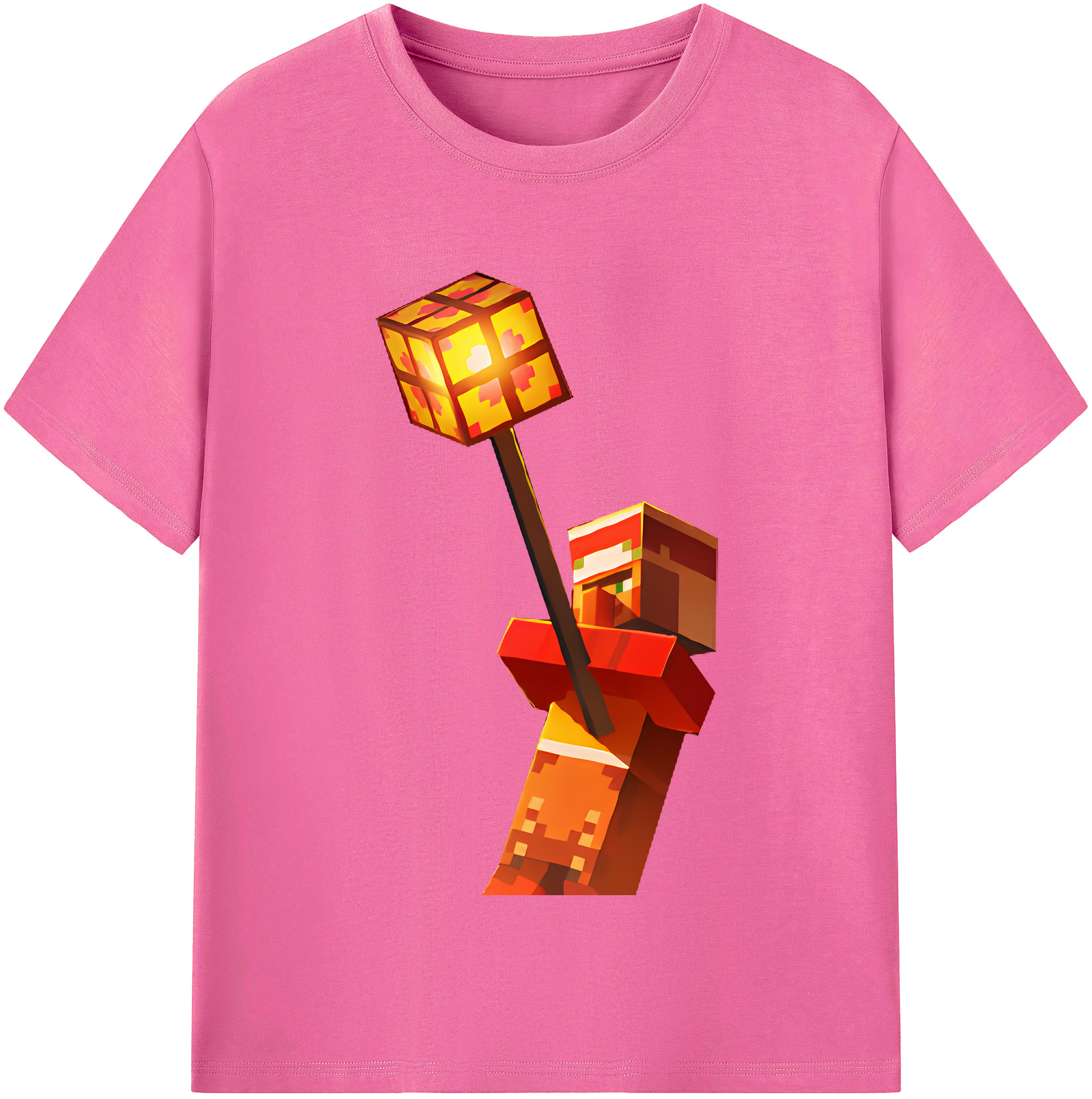 （画像用） マインクラフト ブロックの世界 Minecraft MC Block world レディースカジュアルプリントTシャツ（綿100％）